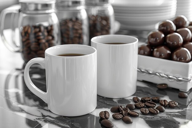 modelo de taza de café en blanco fotografía profesional