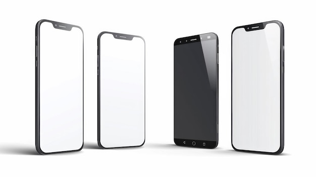 modelo de teléfono inteligente pantalla blanca vector de teléfono móvil aislado en blanco telón de fondo diferente ángulo