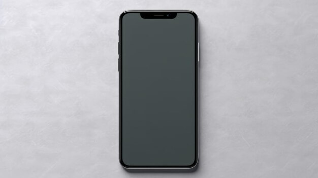 Modelo de teléfono inteligente con una pantalla en blanco y bordes elegantes generados por IA
