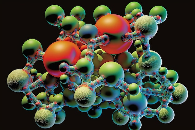 Modelo tridimensional de molécula mediante nanotecnologías creado con IA generativa