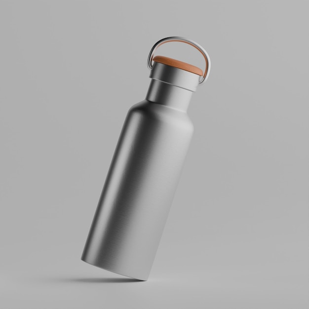 Modelo de vaso térmico reutilizable Taza de viaje de café frasco de agua negro aislado productos para el fitness o el gimnasio