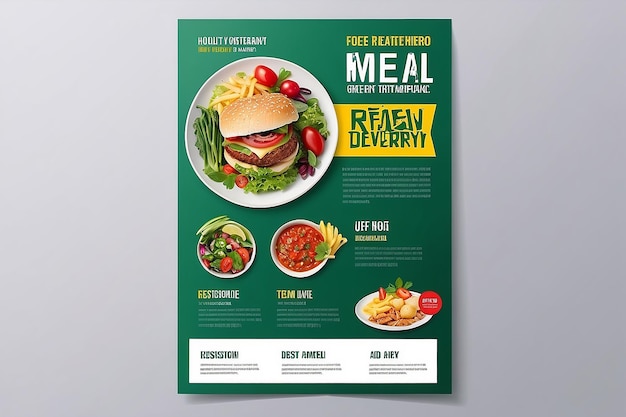 Modelo vectorial de diseño de folleto para la entrega de alimentos