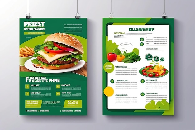 Modelo vectorial de diseño de folleto para la entrega de alimentos