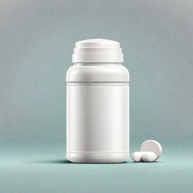 Foto modelo vetorial de projeto de garrafa de pílula de plástico branco