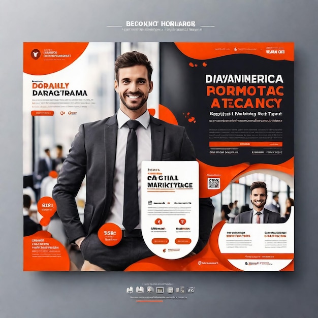 Foto modelo vetorial de resumo de negócios para brochura annualreport magazine poster apresentação corporativa portfolio flyer infográfico com cor amarela e vermelha tamanho a4 vector dianteiro e traseiro