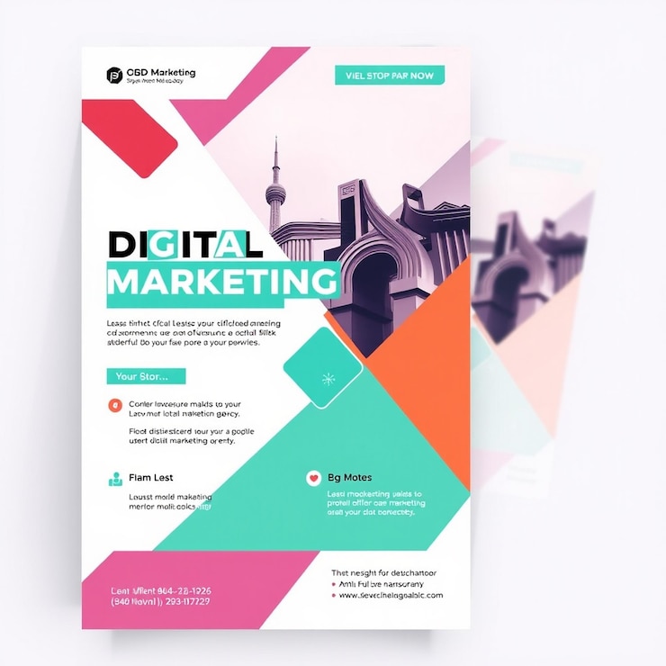 Foto modelo de volante de una agencia de marketing digital moderna