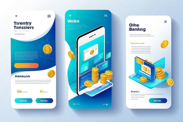 Foto modelo web de aplicativo de transferência de dinheiro móvel sistema de banca on-line pagamento móvel transações globais de smartphones