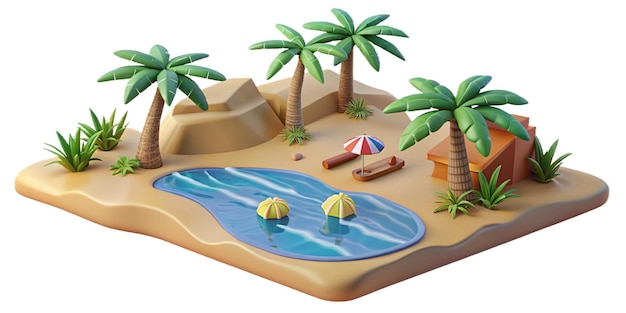 Modelos 3D de islas tropicales con palmeras playas de arena y agua clara