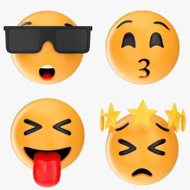 Foto modelos 3d paquete de emoji de expresiones faciales