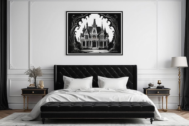 Modelos de carteles de dormitorios de la mansión gótica victoriana de la oscuridad elegante