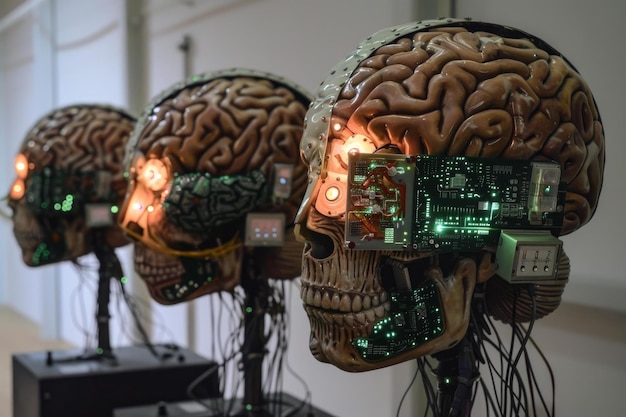 Foto modelos cerebrales futuristas de inteligencia artificial