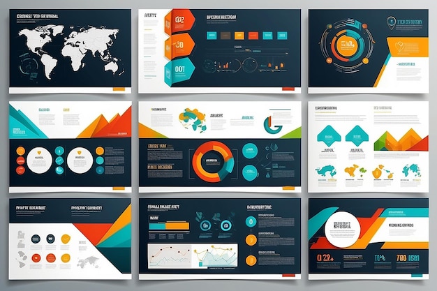 Foto modelos de apresentação vetorial editáveis com elementos de design e infográficos