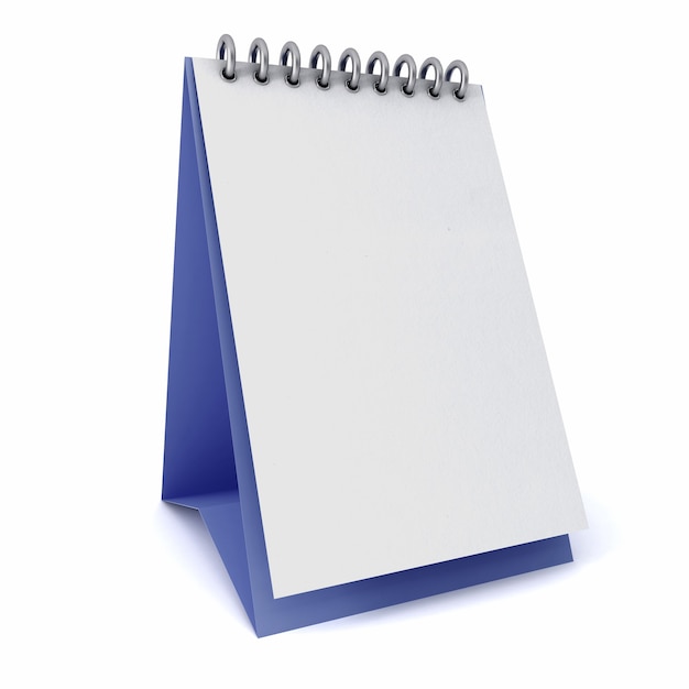 Modelos de calendário branco em substrato azul em branco isolado