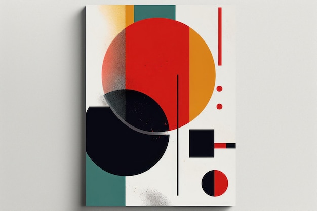 Modelos de capa de Bauhaus de pôster geométrico com geometria abstrata Formas mínimas de arquitetura retrô formam linhas e conjunto de design de olho Diário de revista ou capa de arte criativa de álbum Generative AI