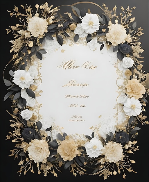 Modelos de Convite de Casamento com Guirlanda Floral Elegante