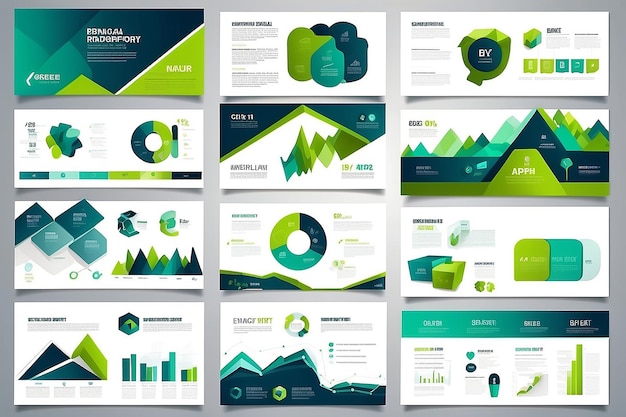Foto modelos de diapositivas de apresentação de resumos azuis e verdes