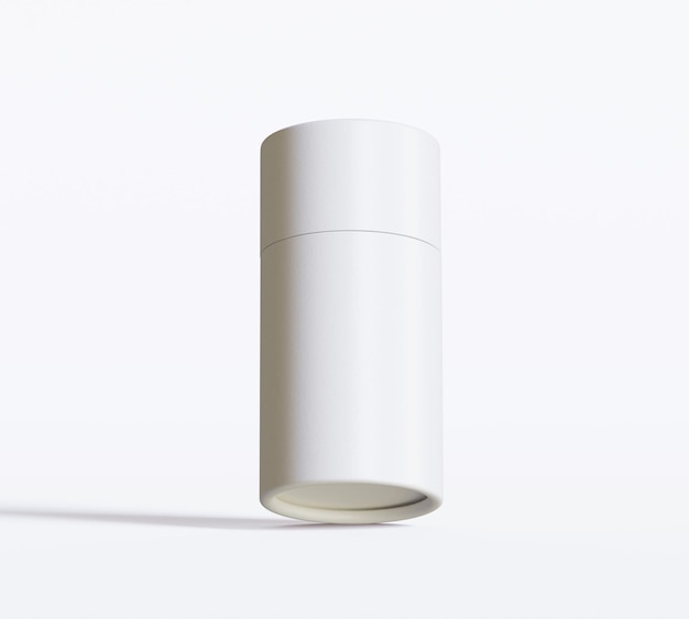 Modelos de embalagens de tubos de papel branco isolados em fundo branco Caixão de artesanato em branco circular realista