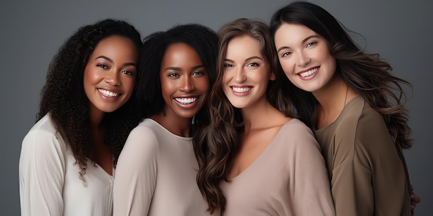 Modelos femeninas de diferentes edades demuestran sus cuerpos naturales en el estudio.