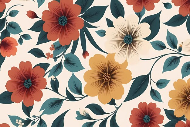 modelos de flores de agua llena ilustración fondo floral estilo vintage Ai generado