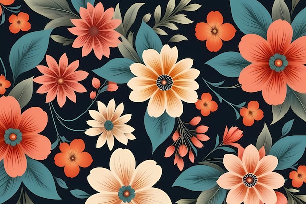 modelos de flores de agua llena ilustración fondo floral estilo vintage Ai generado