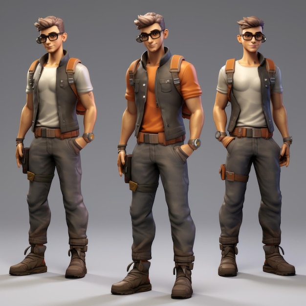 Foto modelos hiperrealistas en 3d de personajes masculinos de juegos casuales al estilo de fortnite