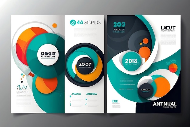 Modelos de informes anuales de círculo folletos empresariales antecedentes abstractos