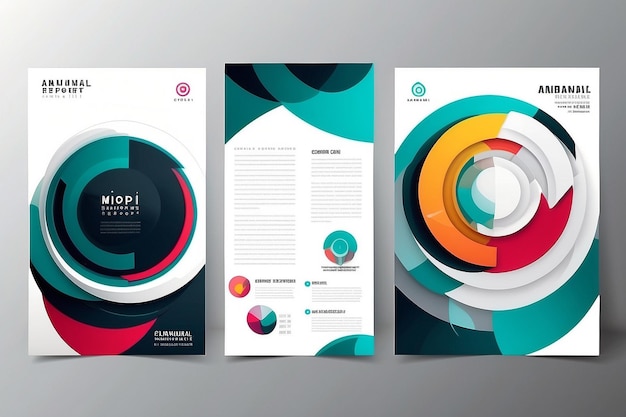 Modelos de informes anuales de círculo folletos empresariales antecedentes abstractos