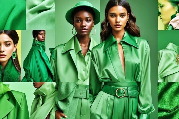 Foto modelos de moda que llevan ropa verde