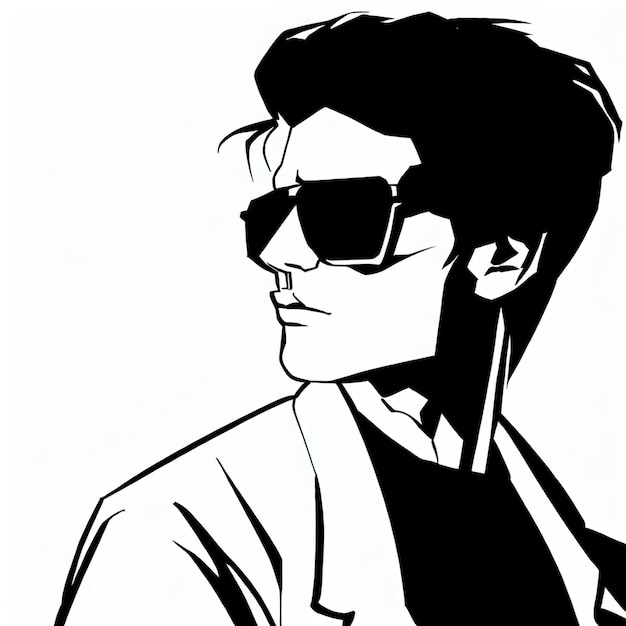 Modemann mit Sonnenbrille im Pop-Art-Stil Schwarz und Weiß
