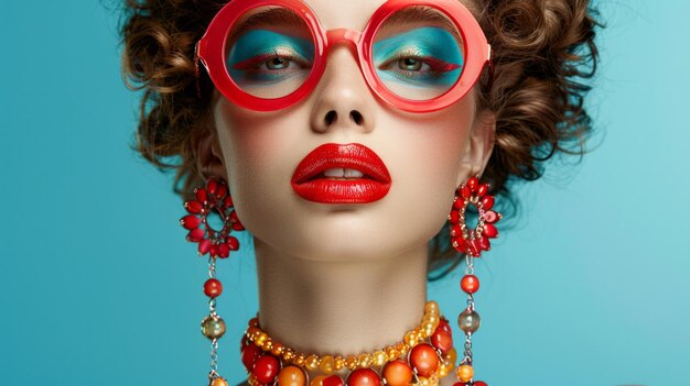 Modemodell in stilvollen Sonnenbrillen, trendigen Accessoires, lebendiger und chic, detaillierter Schönheit, KI-Generativ.