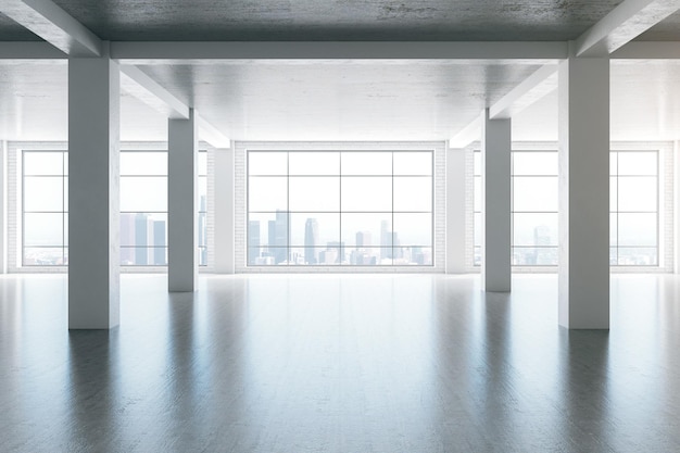 Foto modern concrete white interior with columns