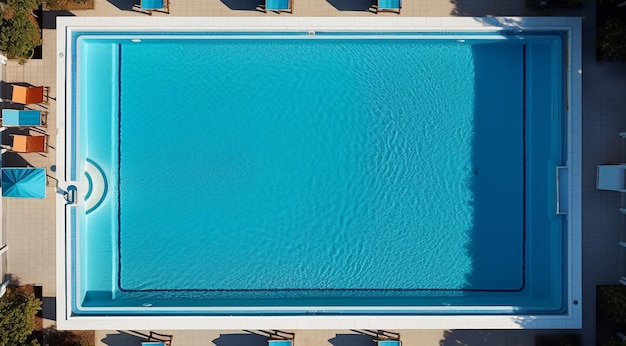 Modern gestalteter Swimmingpool, korallenblaues Wasser im Pool