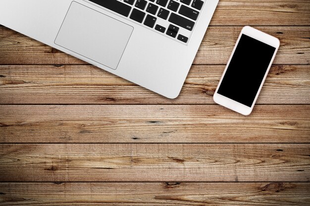  Modern workspace. Top view. Flat lay style.