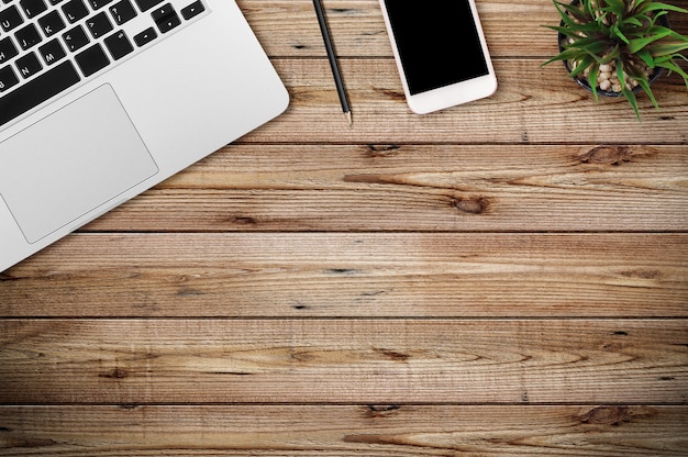  Modern workspace. Top view. Flat lay style.