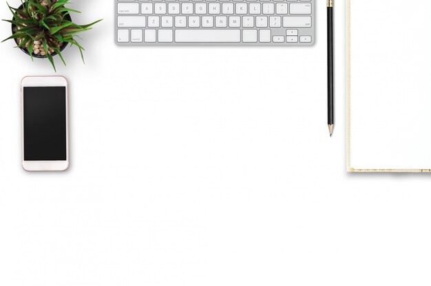  Modern workspace. Top view. Flat lay style.