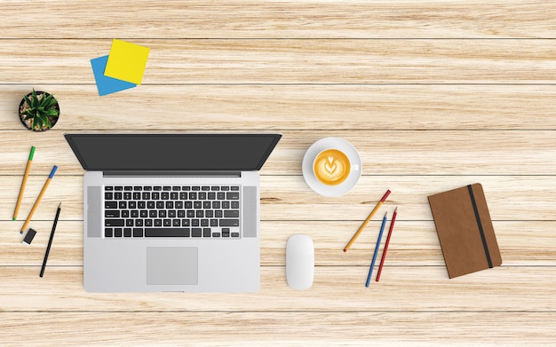  Modern workspace. Top view. Flat lay style.