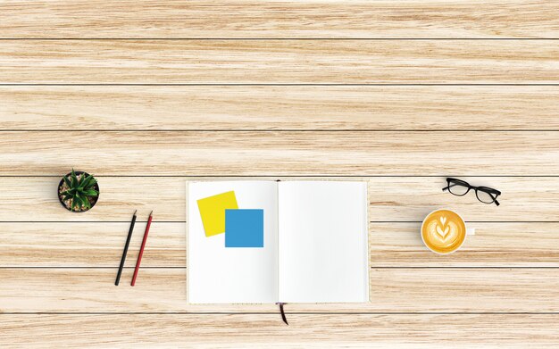  Modern workspace. Top view. Flat lay style.