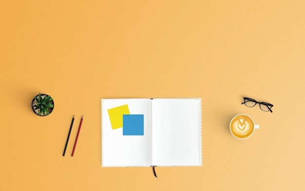  Modern workspace. Top view. Flat lay style.