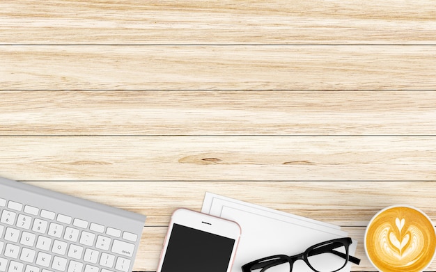  Modern workspace. Top view. Flat lay style.