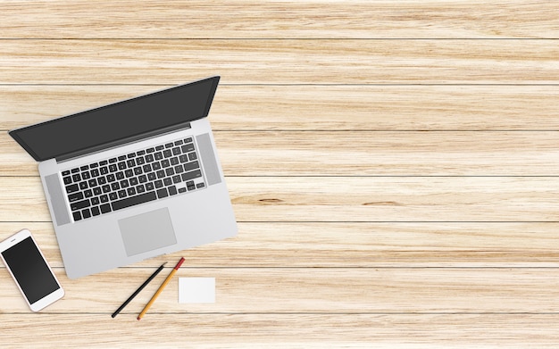  Modern workspace. Top view. Flat lay style.