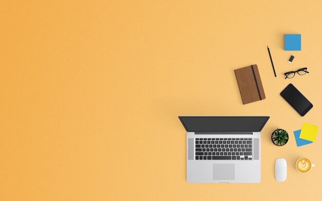  Modern workspace. Top view. Flat lay style.