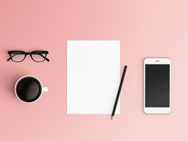  Modern workspace. Top view. Flat lay style.