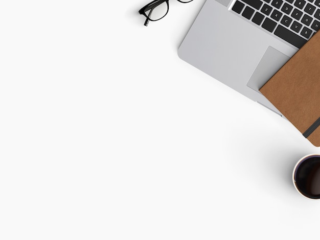  Modern workspace. Top view. Flat lay style.