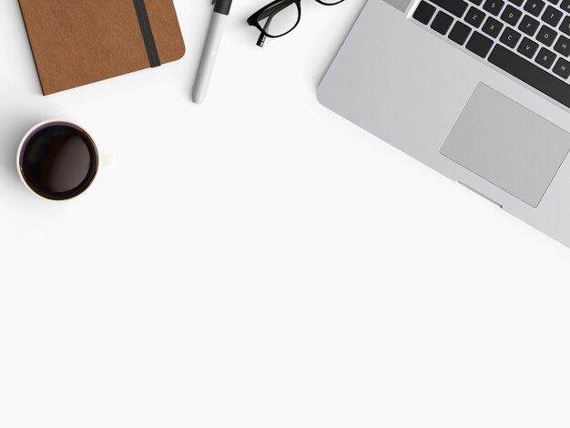  Modern workspace. Top view. Flat lay style.
