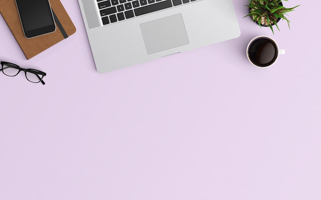  Modern workspace. Top view. Flat lay style.