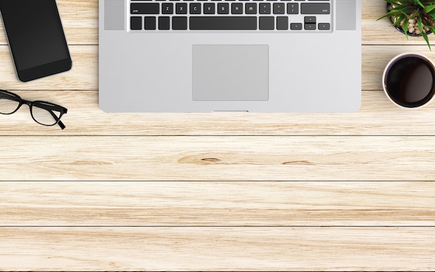  Modern workspace. Top view. Flat lay style.