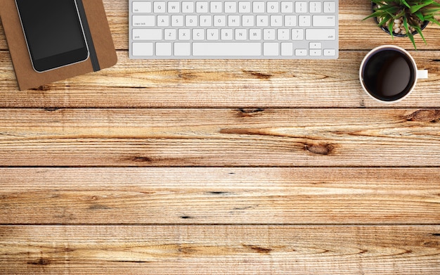  Modern workspace. Top view. Flat lay style.