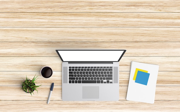  Modern workspace. Top view. Flat lay style.