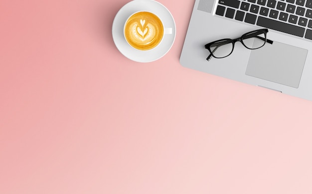  Modern workspace. Top view. Flat lay style.