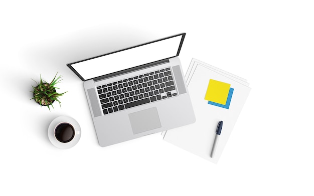 Modern workspace. Top view. Flat lay style.